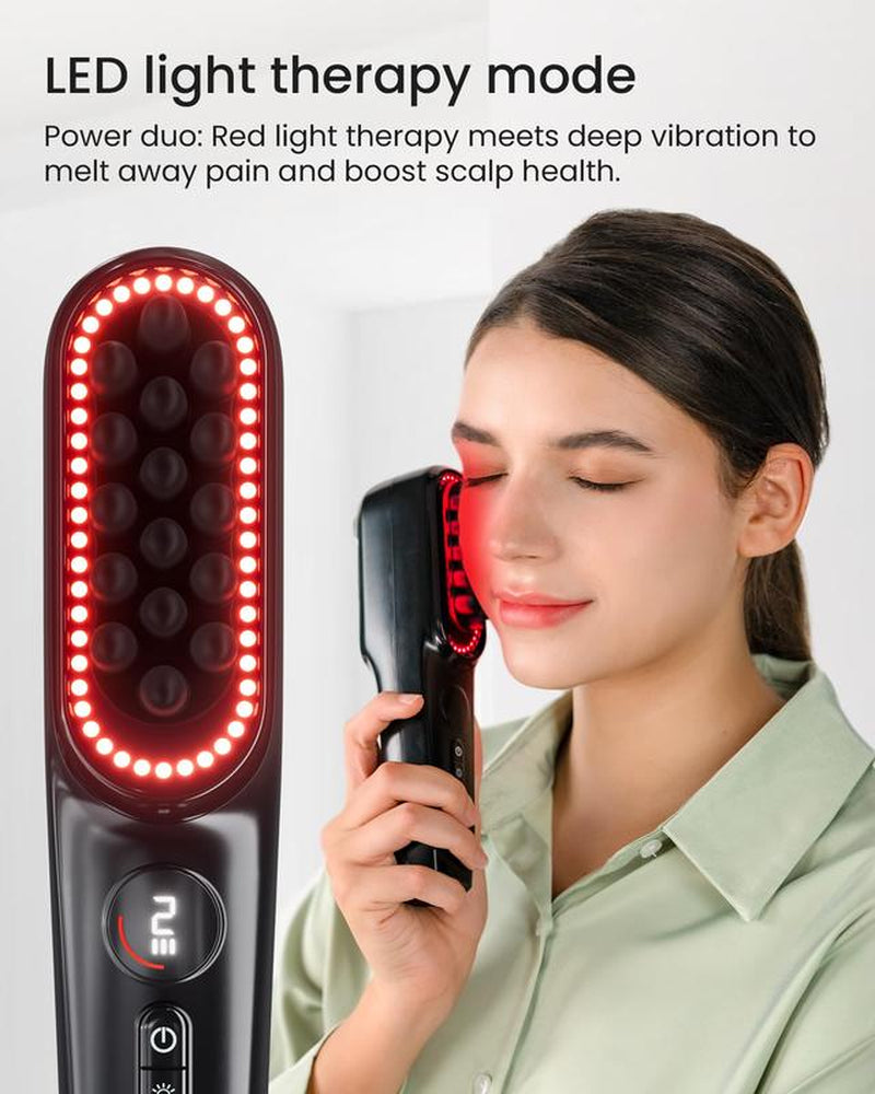 NAPRE Electric Scalp Massager for Hair Growth,Horizontal Vibration & Red Light Therapy,2400 Rpm/Min for Deep Muscle Relief,50 LED Beads & 5 Speed Levels for Scalp, Face, Neck & Shoulder with Charging Dock